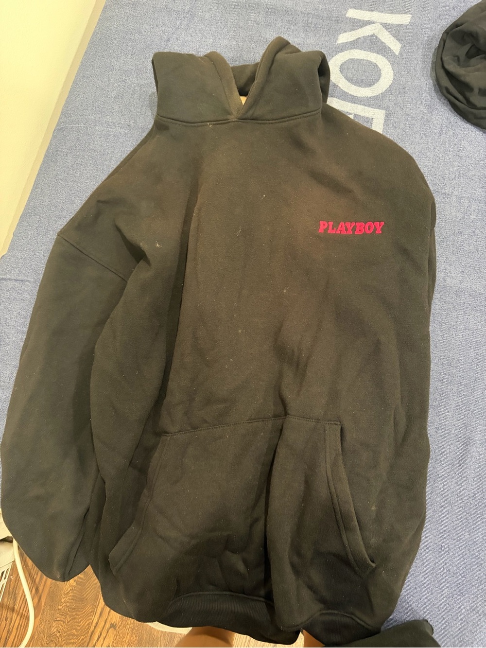 PLAYBOY Black Hoodie with Pink Logo